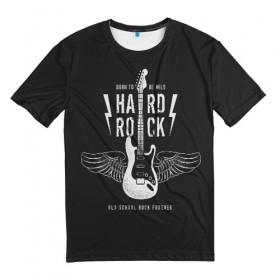 Мужская футболка 3D с принтом HARD ROCK ГИТАРА в Санкт-Петербурге, 100% полиэфир | прямой крой, круглый вырез горловины, длина до линии бедер | Тематика изображения на принте: гитара | крылья | металл | музыка | рок | струны