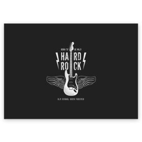 Поздравительная открытка с принтом HARD ROCK ГИТАРА в Санкт-Петербурге, 100% бумага | плотность бумаги 280 г/м2, матовая, на обратной стороне линовка и место для марки
 | гитара | крылья | металл | музыка | рок | струны