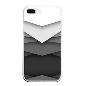 Чехол для iPhone 7Plus/8 Plus матовый с принтом Бумажные полосы в Санкт-Петербурге, Силикон | Область печати: задняя сторона чехла, без боковых панелей | белый | геометрия | полосы | серый | треугольник | черный