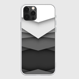 Чехол для iPhone 12 Pro Max с принтом Бумажные полосы в Санкт-Петербурге, Силикон |  | белый | геометрия | полосы | серый | треугольник | черный