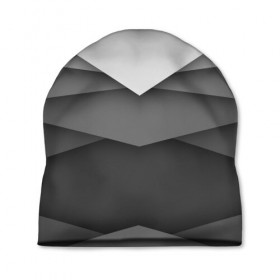 Шапка 3D с принтом Бумажные полосы в Санкт-Петербурге, 100% полиэстер | универсальный размер, печать по всей поверхности изделия | белый | геометрия | полосы | серый | треугольник | черный