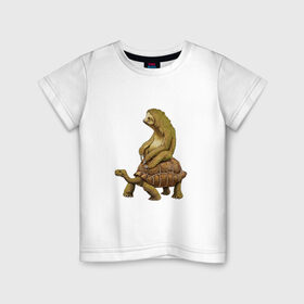 Детская футболка хлопок с принтом Speed is Relative в Санкт-Петербурге, 100% хлопок | круглый вырез горловины, полуприлегающий силуэт, длина до линии бедер | ленивец | лень | медленно | медлительный | тормоз | черепаха
