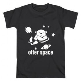 Мужская футболка хлопок с принтом Otter Space в Санкт-Петербурге, 100% хлопок | прямой крой, круглый вырез горловины, длина до линии бедер, слегка спущенное плечо. | alien | earth | express | futurama | galaxy | moon | nasa | planet | space | star | ufo | world | астронавт | вселенная | гагарин | галактика | звезда | звезды | земля | инопл | космонавт | космос | луна | мир | наса | небо | нло | планета