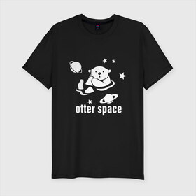 Мужская футболка хлопок Slim с принтом Otter Space в Санкт-Петербурге, 92% хлопок, 8% лайкра | приталенный силуэт, круглый вырез ворота, длина до линии бедра, короткий рукав | alien | earth | express | futurama | galaxy | moon | nasa | planet | space | star | ufo | world | астронавт | вселенная | гагарин | галактика | звезда | звезды | земля | инопл | космонавт | космос | луна | мир | наса | небо | нло | планета