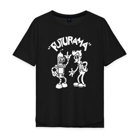 Мужская футболка хлопок Oversize с принтом Futurama - Cartoon в Санкт-Петербурге, 100% хлопок | свободный крой, круглый ворот, “спинка” длиннее передней части | Тематика изображения на принте: bender | fry | futurama | planet express | бендер | зойдберг | лила | фрай | футурама