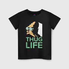 Детская футболка хлопок с принтом Профессор - thug life в Санкт-Петербурге, 100% хлопок | круглый вырез горловины, полуприлегающий силуэт, длина до линии бедер | bender | fry | futurama | planet express | бендер | гипножаба | зойдберг | лила | профессор | фрай | футурама