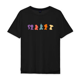 Мужская футболка хлопок Oversize с принтом Futurama characters в Санкт-Петербурге, 100% хлопок | свободный крой, круглый ворот, “спинка” длиннее передней части | bender | fry | futurama | planet express | бендер | гипножаба | зойдберг | лила | фрай | футурама