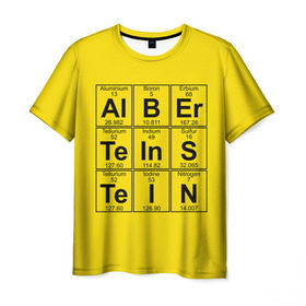 Мужская футболка 3D с принтом Альберт Эйнштейн в Санкт-Петербурге, 100% полиэфир | прямой крой, круглый вырез горловины, длина до линии бедер | albert | chemistry | einstein | math | mendeleev | phisics | science | table | альберт | математика | менделеева | наука | таблица | физика | химия | эйнштейн