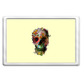 Магнит 45*70 с принтом Цветочный Череп в Санкт-Петербурге, Пластик | Размер: 78*52 мм; Размер печати: 70*45 | bone | bones | flower | flowers | skeleton | skeletons | skull | skulls | кости | кость | скелет | скелеты | цветок | цветочки | цветочный | цветы | череп | черепа | черепок