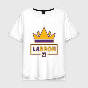 Мужская футболка хлопок Oversize с принтом Lebron - Lakers в Санкт-Петербурге, 100% хлопок | свободный крой, круглый ворот, “спинка” длиннее передней части | 