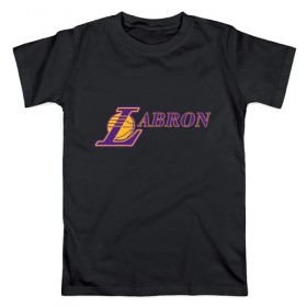 Мужская футболка хлопок с принтом Lakers - Lebron в Санкт-Петербурге, 100% хлопок | прямой крой, круглый вырез горловины, длина до линии бедер, слегка спущенное плечо. | 