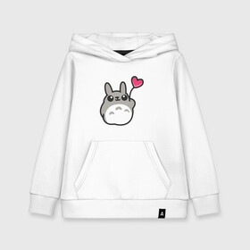 Детская толстовка хлопок с принтом Love Totoro в Санкт-Петербурге, 100% хлопок | Круглый горловой вырез, эластичные манжеты, пояс, капюшен | Тематика изображения на принте: forest | friend | ghibli | japan | keeper | nature | neigbor | neighbour | totoro | анимация | аниме | гибли | дерево | друг | животные | лес | любовь | милый | мир | миядзаки | мульт | мультфильм | природа | сердце | сосед | тоторо