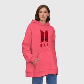 Худи SuperOversize хлопок с принтом BTS Roses в Санкт-Петербурге, 70% хлопок, 30% полиэстер, мягкий начес внутри | карман-кенгуру, эластичная резинка на манжетах и по нижней кромке, двухслойный капюшон
 | bangtan | beyond | boys | bts | bulletproof | k pop | roses | scene | suga | the | арэма | бтс | джин | корейский | лого | логотип | музыка | поп | розы | чина | шуга