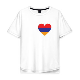 Мужская футболка хлопок Oversize с принтом Love Armenia в Санкт-Петербурге, 100% хлопок | свободный крой, круглый ворот, “спинка” длиннее передней части | Тематика изображения на принте: 