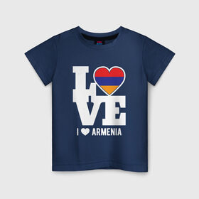 Детская футболка хлопок с принтом Love Armenia в Санкт-Петербурге, 100% хлопок | круглый вырез горловины, полуприлегающий силуэт, длина до линии бедер | 