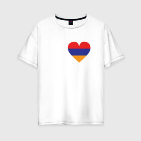 Женская футболка хлопок Oversize с принтом Love Armenia в Санкт-Петербурге, 100% хлопок | свободный крой, круглый ворот, спущенный рукав, длина до линии бедер
 | 