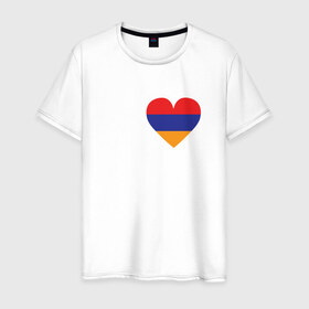 Мужская футболка хлопок с принтом Love Armenia в Санкт-Петербурге, 100% хлопок | прямой крой, круглый вырез горловины, длина до линии бедер, слегка спущенное плечо. | Тематика изображения на принте: 