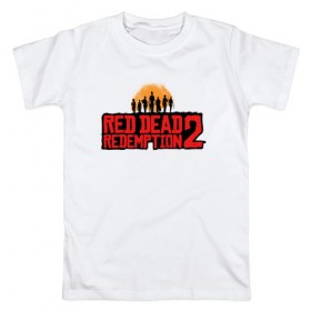 Мужская футболка хлопок с принтом Red Dead Redemption 2 в Санкт-Петербурге, 100% хлопок | прямой крой, круглый вырез горловины, длина до линии бедер, слегка спущенное плечо. | game | rdr2 | red dead redemption 2 | rockstar studios | игры