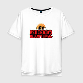 Мужская футболка хлопок Oversize с принтом Red Dead Redemption 2 в Санкт-Петербурге, 100% хлопок | свободный крой, круглый ворот, “спинка” длиннее передней части | game | rdr2 | red dead redemption 2 | rockstar studios | игры