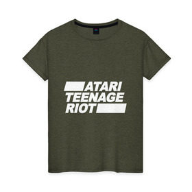 Женская футболка хлопок с принтом Atari Teenage Riot (White) в Санкт-Петербурге, 100% хлопок | прямой крой, круглый вырез горловины, длина до линии бедер, слегка спущенное плечо | Тематика изображения на принте: atari | atr | digital | hardcore | music | punk | rave | riot | rock | teenage | музыка | панк | рок