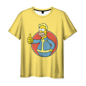 Мужская футболка 3D с принтом Homer Fallout в Санкт-Петербурге, 100% полиэфир | прямой крой, круглый вырез горловины, длина до линии бедер | bart | comedy | familt | homer | lisa | maggie | marge | mult | series | simpson | simpsons | springfield | барт | гомер | комедия | лиза | мардж | мэгги | прикол | приколы | семья | сериал | симпсон | симпсоны | спрингфилд