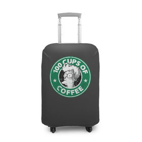 Чехол для чемодана 3D с принтом 100 cups of coffee в Санкт-Петербурге, 86% полиэфир, 14% спандекс | двустороннее нанесение принта, прорези для ручек и колес | coffee | express | fry | futurama | future | leela | philip | planet | turanga | zoidberg | бендер | будущее | джей | зойдберг | кофе | лила | родригес | сгибальщик | туранга | филип | фрай | футурама