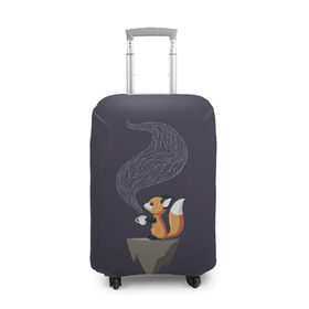 Чехол для чемодана 3D с принтом Coffee Fox в Санкт-Петербурге, 86% полиэфир, 14% спандекс | двустороннее нанесение принта, прорези для ручек и колес | coffee | cute | fox | foxes | ginger | tail | забавная | кофе | кофеёк | кофеёчек | лис | лиса | лисица | лисицы | лисичка | лисички | лисы | милая | рыжая | рыжие | смешная | фыр | хвост | хвосты