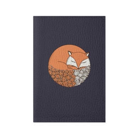 Обложка для паспорта матовая кожа с принтом Лисичка и Осенние Листочки в Санкт-Петербурге, натуральная матовая кожа | размер 19,3 х 13,7 см; прозрачные пластиковые крепления | 