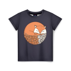 Детская футболка 3D с принтом Лисичка и Осенние Листочки в Санкт-Петербурге, 100% гипоаллергенный полиэфир | прямой крой, круглый вырез горловины, длина до линии бедер, чуть спущенное плечо, ткань немного тянется | 