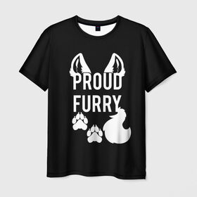 Мужская футболка 3D с принтом Proud Furry в Санкт-Петербурге, 100% полиэфир | прямой крой, круглый вырез горловины, длина до линии бедер | cute | fox | foxes | furry | ginger | proud | tail | гордость | забавная | лис | лиса | лисица | лисицы | лисичка | лисички | лисы | милая | рыжая | рыжие | смешная | фыр | хвост | хвосты