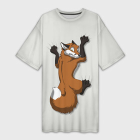 Платье-футболка 3D с принтом Лис Вцепился в Санкт-Петербурге,  |  | cute | fox | foxes | ginger | tail | вцепился | забавная | капаркается | лис | лиса | лисица | лисицы | лисичка | лисички | лисы | милая | рыжая | рыжие | смешная | фыр | хвост | хвосты