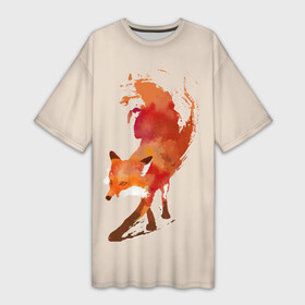 Платье-футболка 3D с принтом Paint Fox в Санкт-Петербурге,  |  | cute | fox | foxes | ginger | paint | tail | забавная | краска | лис | лиса | лисица | лисицы | лисичка | лисички | лисы | милая | рыжая | рыжие | смешная | фыр | хвост | хвосты