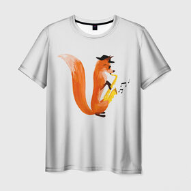 Мужская футболка 3D с принтом Джаз Лис в Санкт-Петербурге, 100% полиэфир | прямой крой, круглый вырез горловины, длина до линии бедер | Тематика изображения на принте: cute | fox | foxes | ginger | jazz | tail | trumpet | джаз | джазмен | забавная | лис | лиса | лисица | лисицы | лисичка | лисички | лисы | милая | рыжая | рыжие | саксофон | смешная | труба | фыр | хвост | хвосты