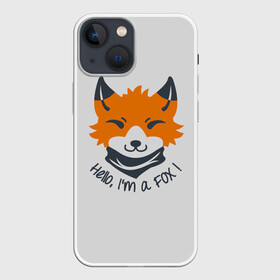 Чехол для iPhone 13 mini с принтом Hello Fox в Санкт-Петербурге,  |  | cute | fox | foxes | ginger | hello | tail | забавная | лис | лиса | лисица | лисицы | лисичка | лисички | лисы | милая | привет | рыжая | рыжие | смешная | фыр | хвост | хвосты