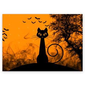 Поздравительная открытка с принтом Halloween в Санкт-Петербурге, 100% бумага | плотность бумаги 280 г/м2, матовая, на обратной стороне линовка и место для марки
 | аниме | ведьма | девушка | зомби | ирландия | кладбище | колдун | кости | кошки | летучие | луна | мертвец | мёртвые | монстры | мыши | ночь | оборотни | пауки | паутина | подарок | праздник | свет | свечи
