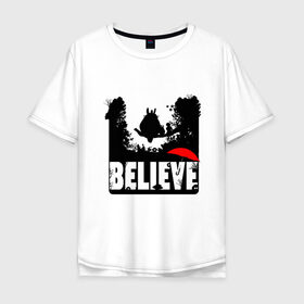 Мужская футболка хлопок Oversize с принтом Believe in Totoro в Санкт-Петербурге, 100% хлопок | свободный крой, круглый ворот, “спинка” длиннее передней части | forest | friend | ghibli | japan | keeper | nature | neigbor | neighbour | totoro | анимация | аниме | гибли | дерево | друг | животные | лес | любовь | милый | мир | миядзаки | мульт | мультфильм | природа | сосед | тоторо | хранитель
