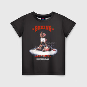 Детская футболка 3D с принтом Мухамед Али в Санкт-Петербурге, 100% гипоаллергенный полиэфир | прямой крой, круглый вырез горловины, длина до линии бедер, чуть спущенное плечо, ткань немного тянется | boxing | muhammad ali | sport | бокс | боксер | легенда | мухамед али | спорт