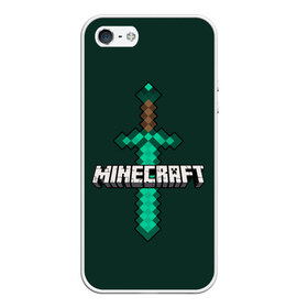 Чехол для iPhone 5/5S матовый с принтом Меч Minecraft в Санкт-Петербурге, Силикон | Область печати: задняя сторона чехла, без боковых панелей | craft | creeper | enderman | mine | minecraft | miner | online | skeleton | sword | tnt | world | zombie | динамит | зомби | игра | игры | кирка | крипер | майнер | майнкрафт | меч | мир | онлайн | скелетон