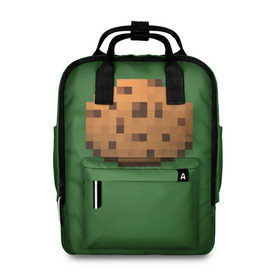 Женский рюкзак 3D с принтом Minecraft Печенька в Санкт-Петербурге, 100% полиэстер | лямки с регулируемой длиной, сверху ручки, чтобы рюкзак нести как сумку. Основное отделение закрывается на молнию, как и внешний карман. Внутри два дополнительных кармана, один из которых закрывается на молнию. По бокам два дополнительных кармашка, куда поместится маленькая бутылочка
 | cookies | craft | creeper | mine | minecraft | miner | online | skeleton | sword | tnt | world | zombie | зомби | игра | игры | кирка | крипер | майнер | майнкрафт | меч | мир | онлайн | печенье | печенька | скелетон