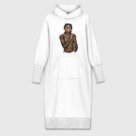 Платье удлиненное хлопок с принтом Lil Wayne в Санкт-Петербурге,  |  | Тематика изображения на принте: hip hop | крест | музыка | наколки | очки | тёмный | хип хоп
