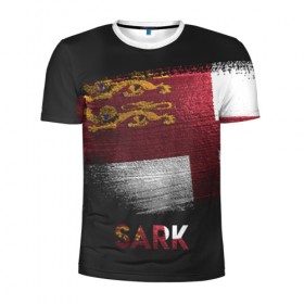 Мужская футболка 3D спортивная с принтом SARK(САРК) в Санкт-Петербурге, 100% полиэстер с улучшенными характеристиками | приталенный силуэт, круглая горловина, широкие плечи, сужается к линии бедра | sark | urban | город | мир | путешествие | сарк | символика | страны | флаг