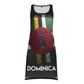 Платье-майка 3D с принтом DOMINICA(Доминика) в Санкт-Петербурге, 100% полиэстер | полуприлегающий силуэт, широкие бретели, круглый вырез горловины, удлиненный подол сзади. | dominica | urban | город | доминика | мир | путешествие | символика | страны | флаг