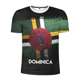 Мужская футболка 3D спортивная с принтом DOMINICA(Доминика) в Санкт-Петербурге, 100% полиэстер с улучшенными характеристиками | приталенный силуэт, круглая горловина, широкие плечи, сужается к линии бедра | dominica | urban | город | доминика | мир | путешествие | символика | страны | флаг