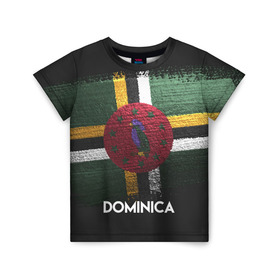 Детская футболка 3D с принтом DOMINICA(Доминика) в Санкт-Петербурге, 100% гипоаллергенный полиэфир | прямой крой, круглый вырез горловины, длина до линии бедер, чуть спущенное плечо, ткань немного тянется | dominica | urban | город | доминика | мир | путешествие | символика | страны | флаг
