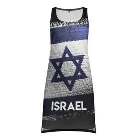 Платье-майка 3D с принтом Israel(Израиль) в Санкт-Петербурге, 100% полиэстер | полуприлегающий силуэт, широкие бретели, круглый вырез горловины, удлиненный подол сзади. | israel | urban | город | израиль | мир | путешествие | символика | страны | флаг