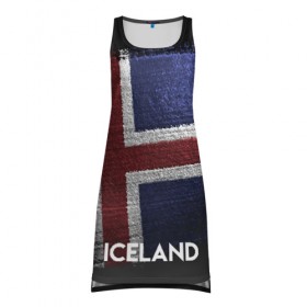 Платье-майка 3D с принтом Iceland(Исландия) в Санкт-Петербурге, 100% полиэстер | полуприлегающий силуэт, широкие бретели, круглый вырез горловины, удлиненный подол сзади. | iceland | urban | город | мир | путешествие | символика | страны | флаг