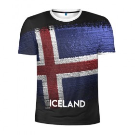 Мужская футболка 3D спортивная с принтом Iceland(Исландия) в Санкт-Петербурге, 100% полиэстер с улучшенными характеристиками | приталенный силуэт, круглая горловина, широкие плечи, сужается к линии бедра | iceland | urban | город | мир | путешествие | символика | страны | флаг