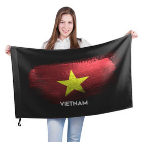 Флаг 3D с принтом VIETNAM(Вьетнам) в Санкт-Петербурге, 100% полиэстер | плотность ткани — 95 г/м2, размер — 67 х 109 см. Принт наносится с одной стороны | Тематика изображения на принте: urban | vietnam | город | мир | путешествие | символика | страны | флаг