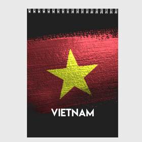 Скетчбук с принтом VIETNAM(Вьетнам) в Санкт-Петербурге, 100% бумага
 | 48 листов, плотность листов — 100 г/м2, плотность картонной обложки — 250 г/м2. Листы скреплены сверху удобной пружинной спиралью | urban | vietnam | город | мир | путешествие | символика | страны | флаг
