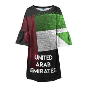 Детское платье 3D с принтом Арабские Эмираты в Санкт-Петербурге, 100% полиэстер | прямой силуэт, чуть расширенный к низу. Круглая горловина, на рукавах — воланы | urban | город | мир | путешествие | символика | страны | флаг